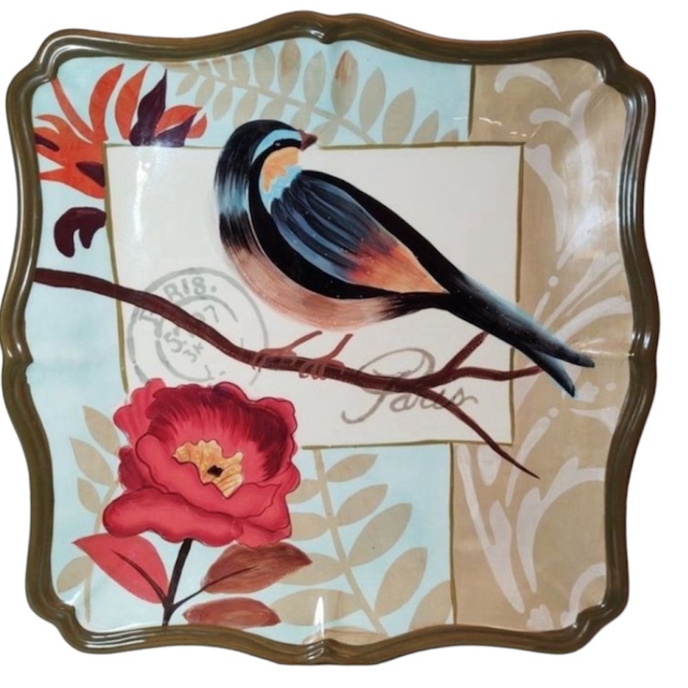 Certified International Jennifer Brinley Plate with Flowers and Bird